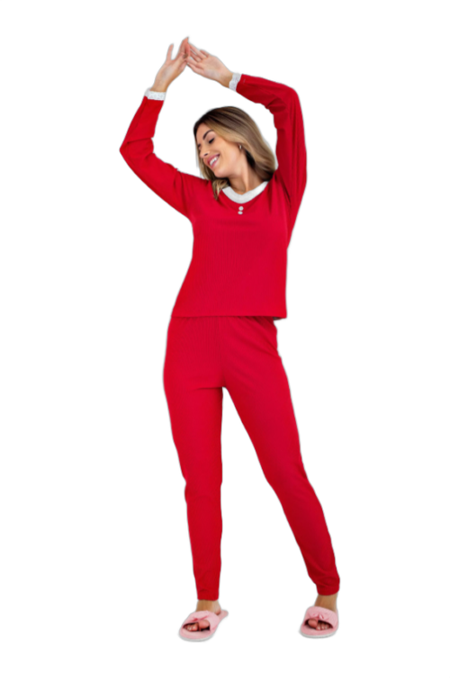 PIJAMA FEM SUEDE CANELADO ML PJ012