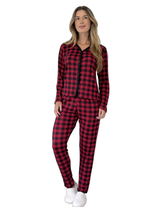 PIJAMA AMERICANO FEM SUEDE ML PJ025