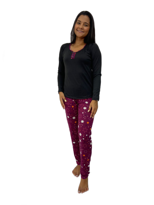 PIJAMA FEM SUEDE ML PJ026