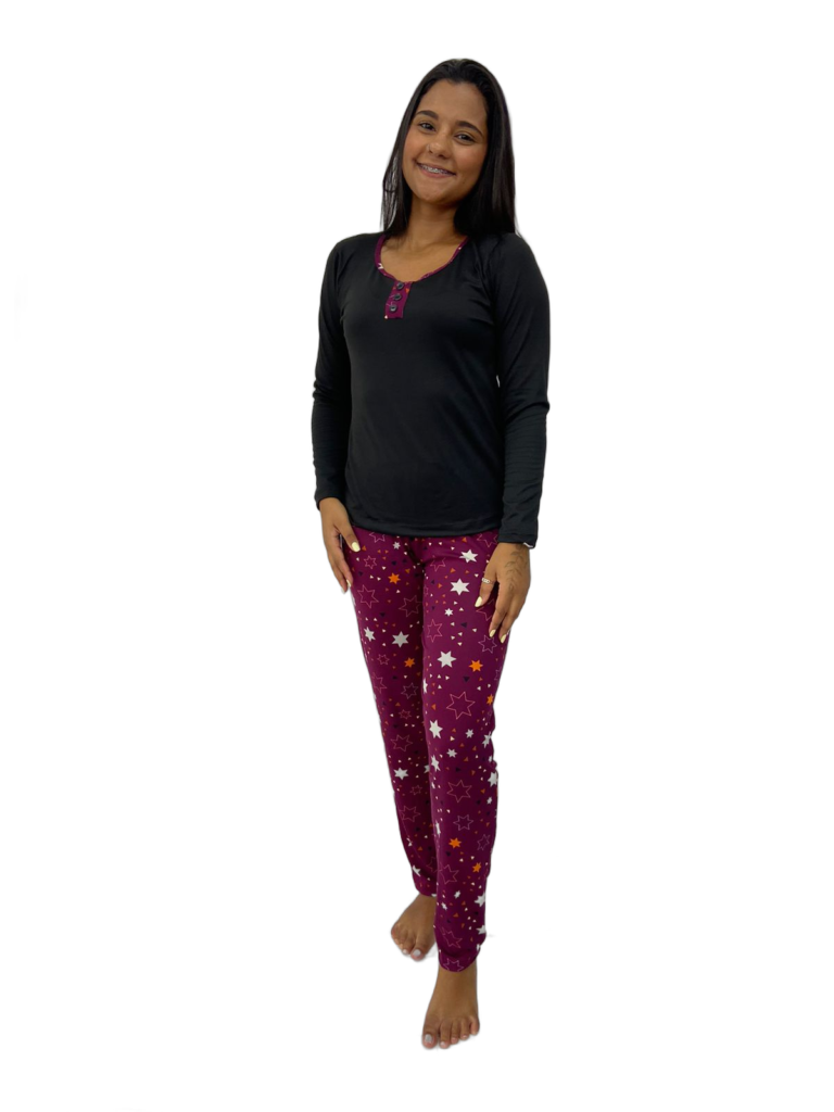 PIJAMA FEM SUEDE ML PJ026