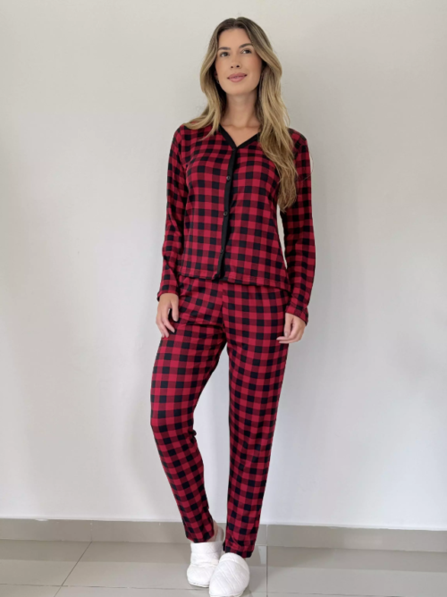 PIJAMA AMERICANO FEM SUEDE ML PJ025