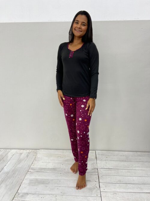 PIJAMA FEM SUEDE ML PJ026
